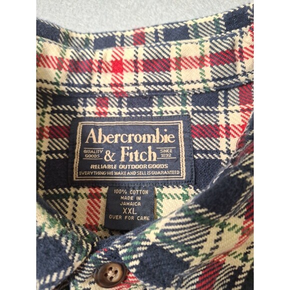 Abercrombie & Fitch Heavy Flannel Mens XXL Nova Check Plaid Shacket Relaxed EUC - Picture 5 of 9